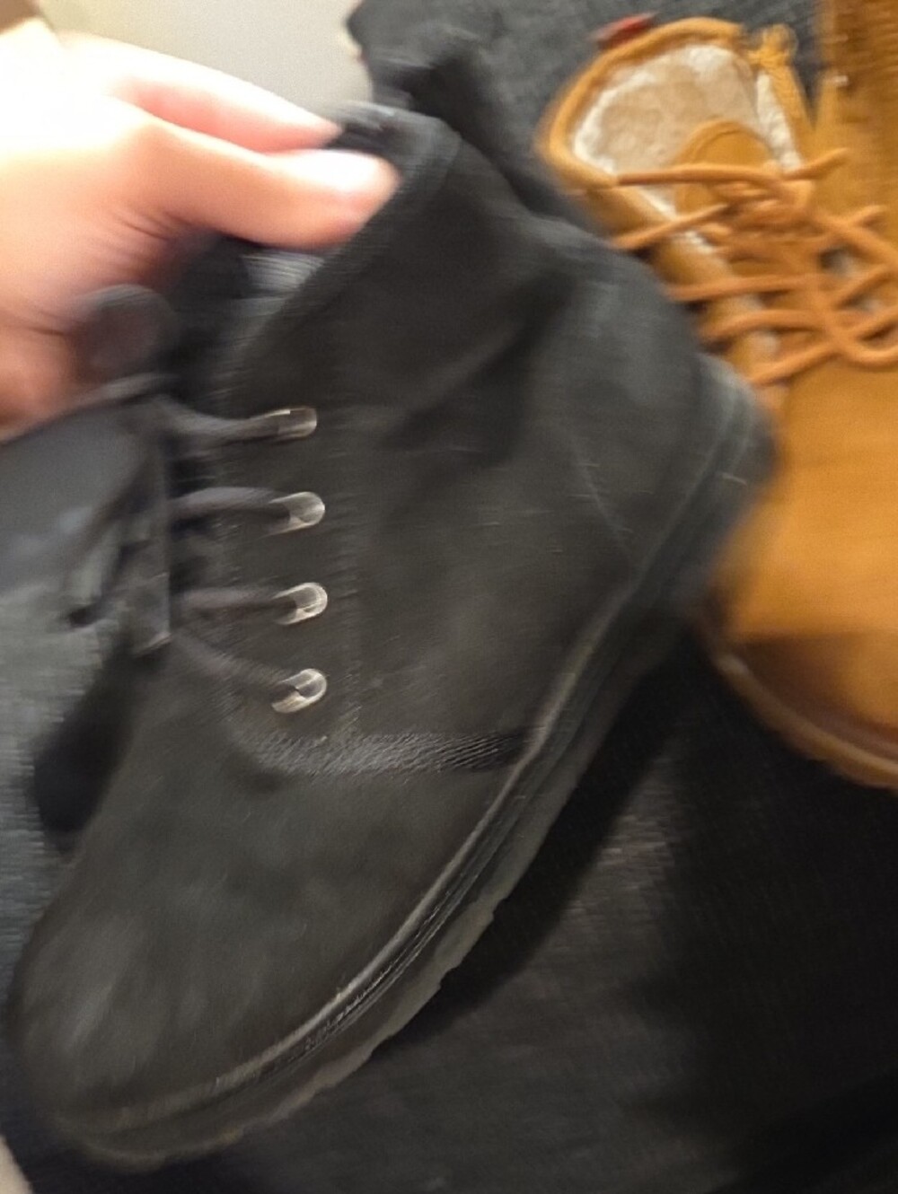 Cat & Jack Tan Kids Lace-Up Faux Fur Winter Boots - Picture 3 of 7